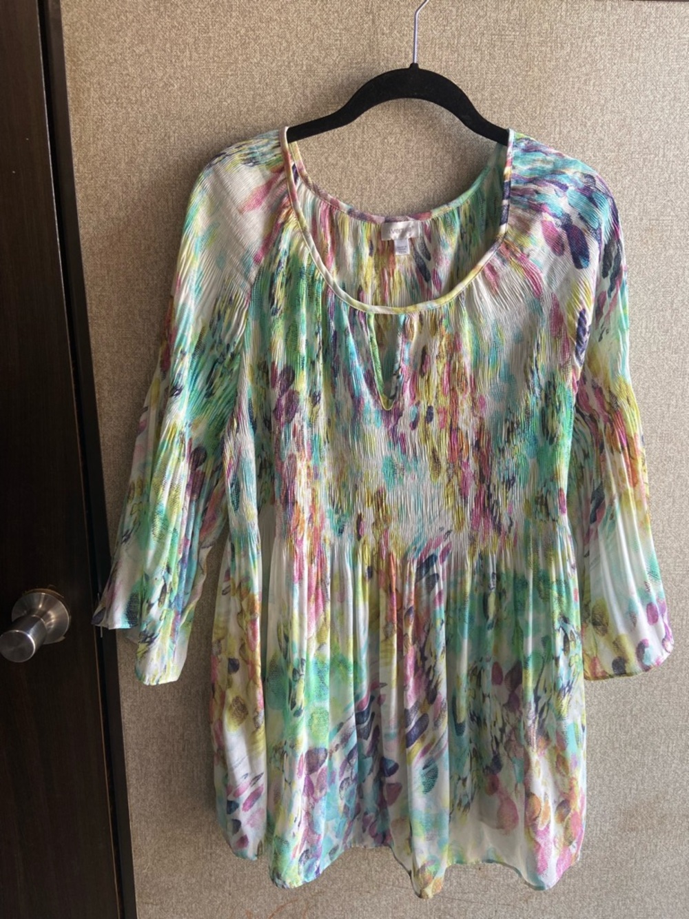 Water color fairycore smocked top flattering colorful artsy size 22/24 3x